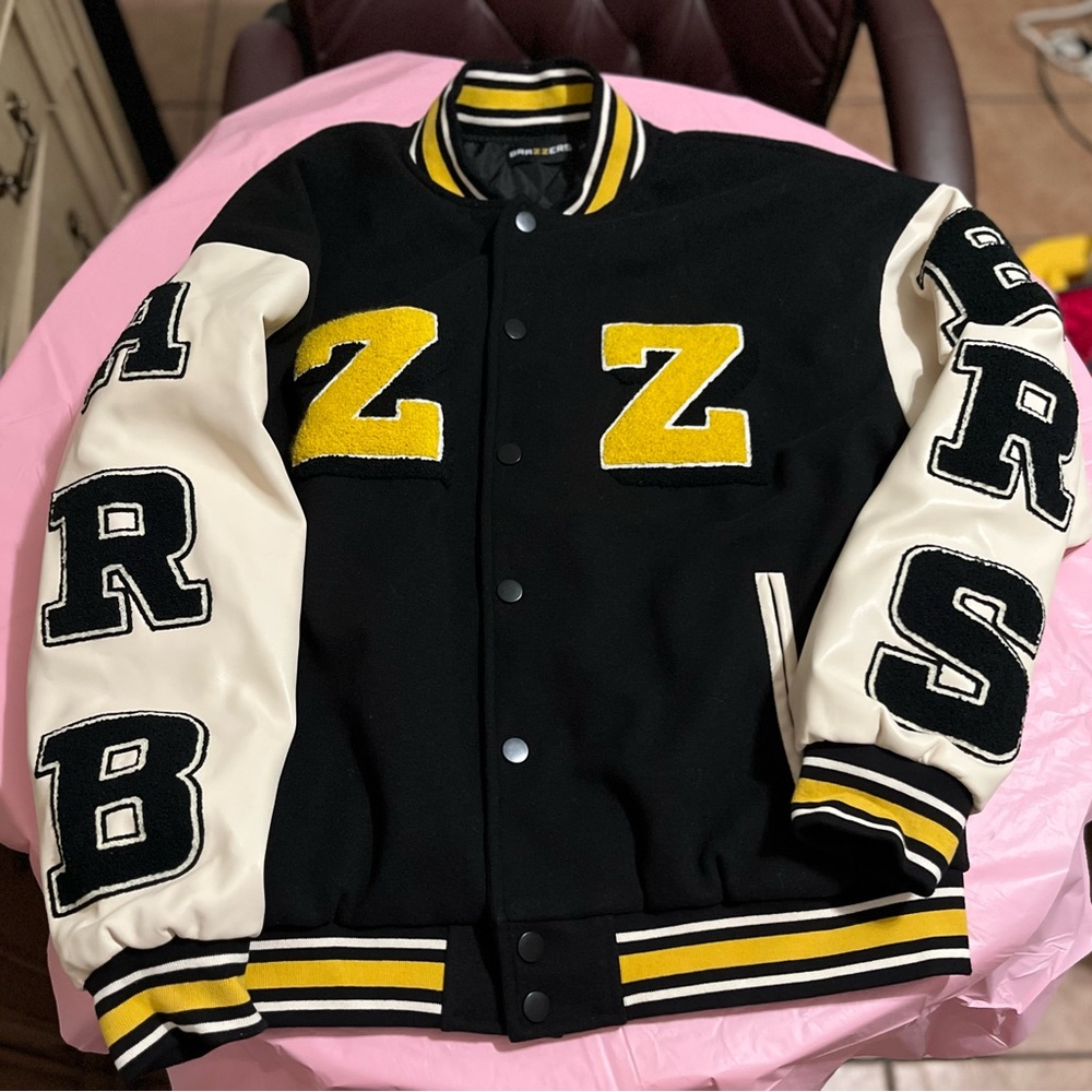 Brazzers Black and Yellow Varsity letterman Jacket